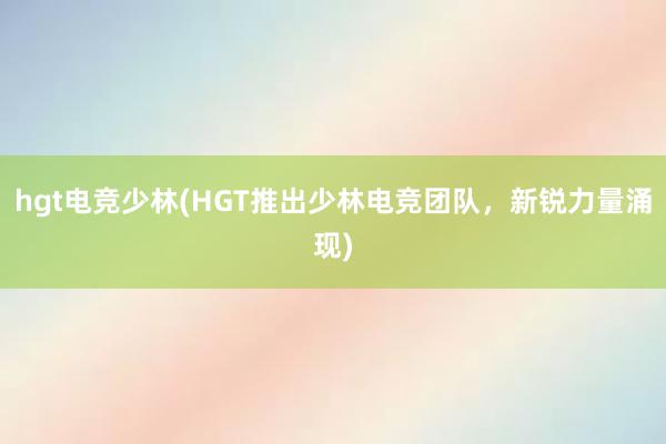 hgt电竞少林(HGT推出少林电竞团队，新锐力量涌现)