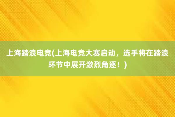 上海踏浪电竞(上海电竞大赛启动，选手将在踏浪环节中展开激烈角逐！)