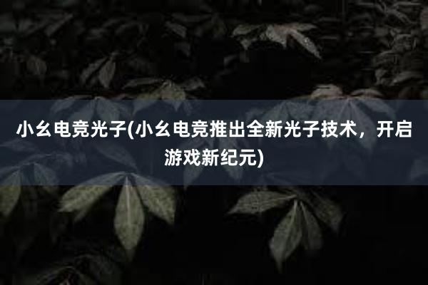 小幺电竞光子(小幺电竞推出全新光子技术，开启游戏新纪元)