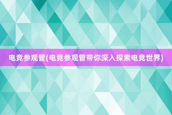 电竞参观管(电竞参观管带你深入探索电竞世界)