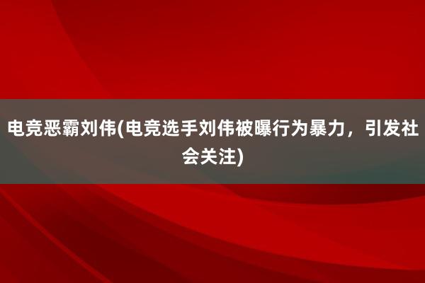 电竞恶霸刘伟(电竞选手刘伟被曝行为暴力，引发社会关注)