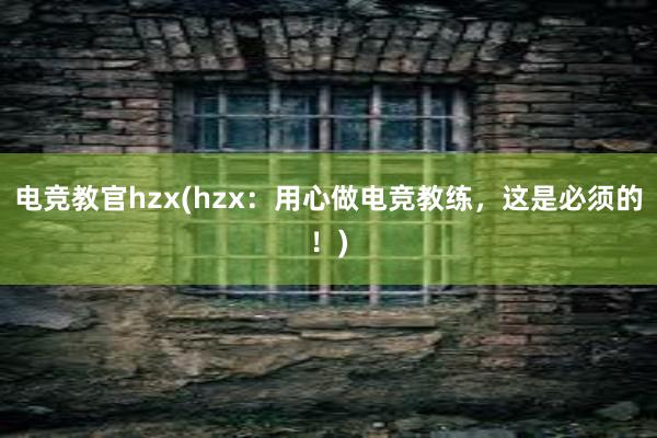 电竞教官hzx(hzx：用心做电竞教练，这是必须的！)