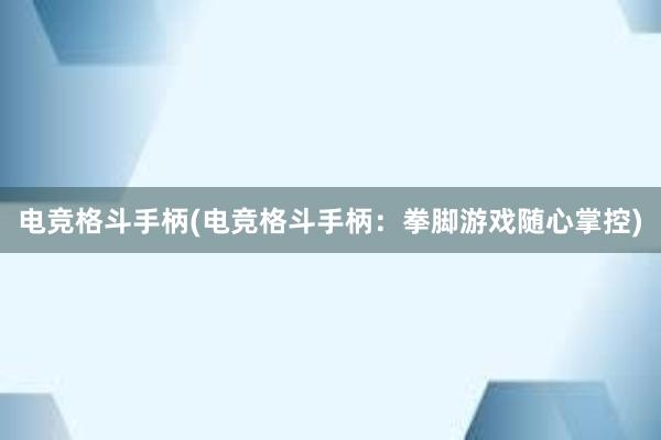 电竞格斗手柄(电竞格斗手柄：拳脚游戏随心掌控)