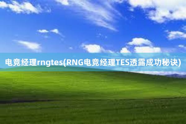 电竞经理rngtes(RNG电竞经理TES透露成功秘诀)