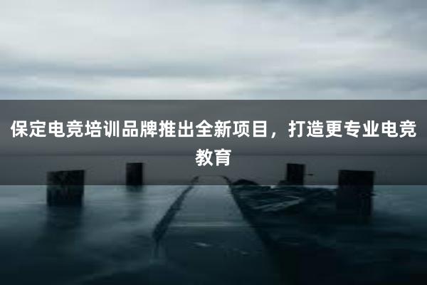 保定电竞培训品牌推出全新项目，打造更专业电竞教育