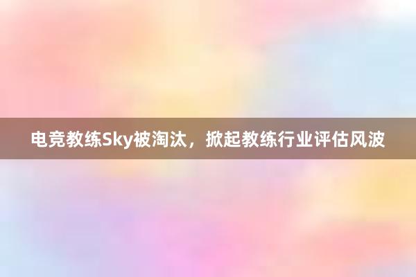 电竞教练Sky被淘汰，掀起教练行业评估风波