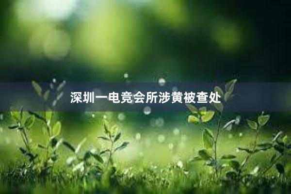 深圳一电竞会所涉黄被查处