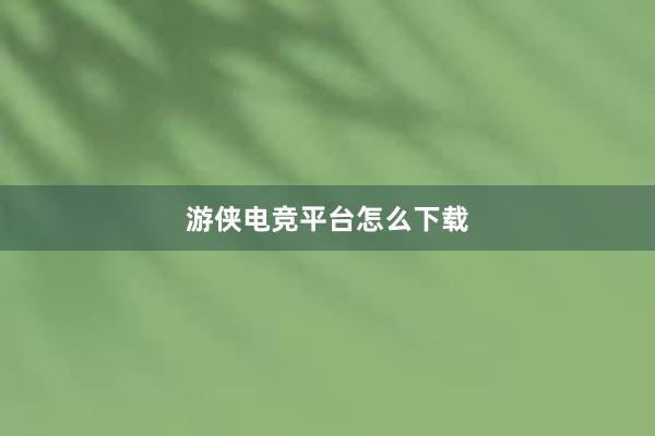 游侠电竞平台怎么下载