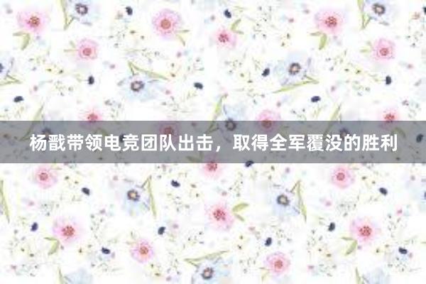 杨戬带领电竞团队出击，取得全军覆没的胜利