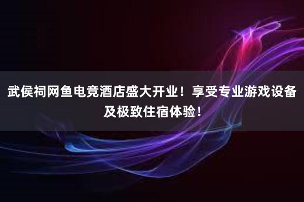 武侯祠网鱼电竞酒店盛大开业！享受专业游戏设备及极致住宿体验！