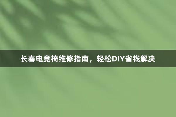 长春电竞椅维修指南，轻松DIY省钱解决